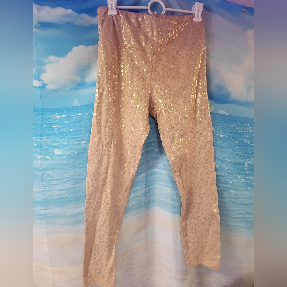 Zyia Pink Gold Cheetah‎ Print Leggings Women's Size 8-10